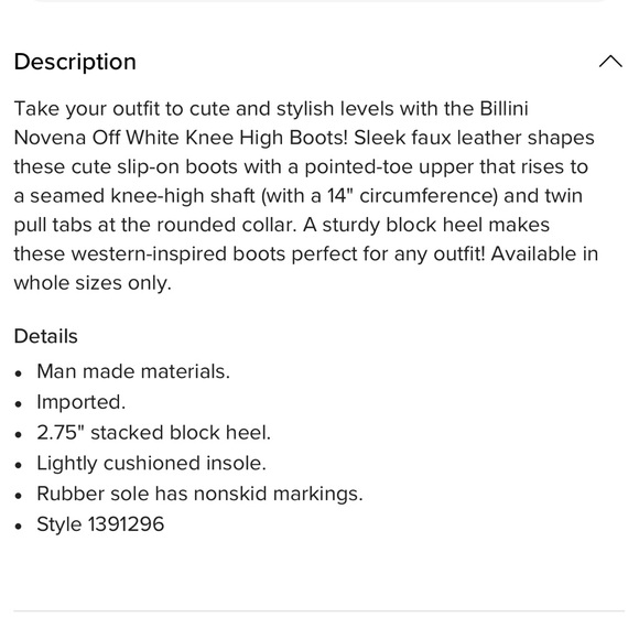 Billini Novena cream tall  boot size 10 - Picture 3 of 12